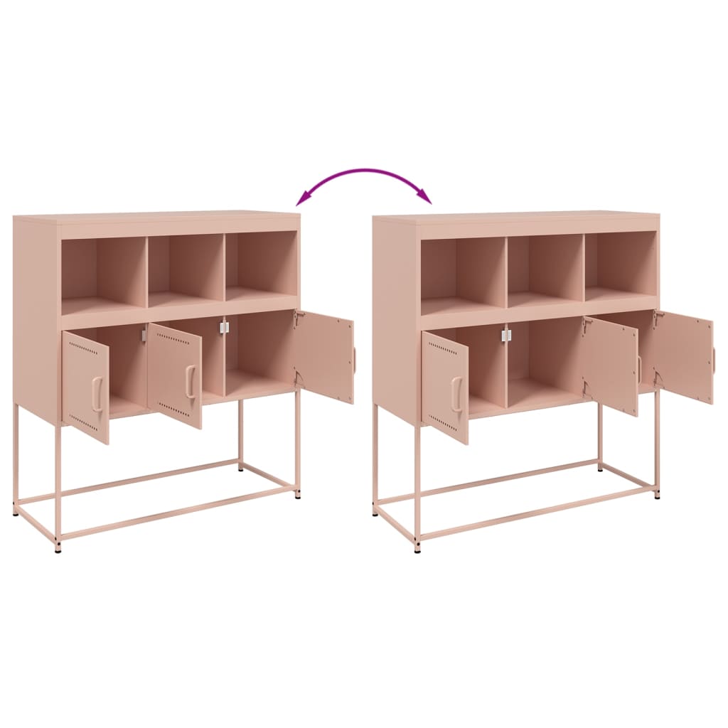 Dressoir 100,5x39x107 cm koudgewalst staal roze