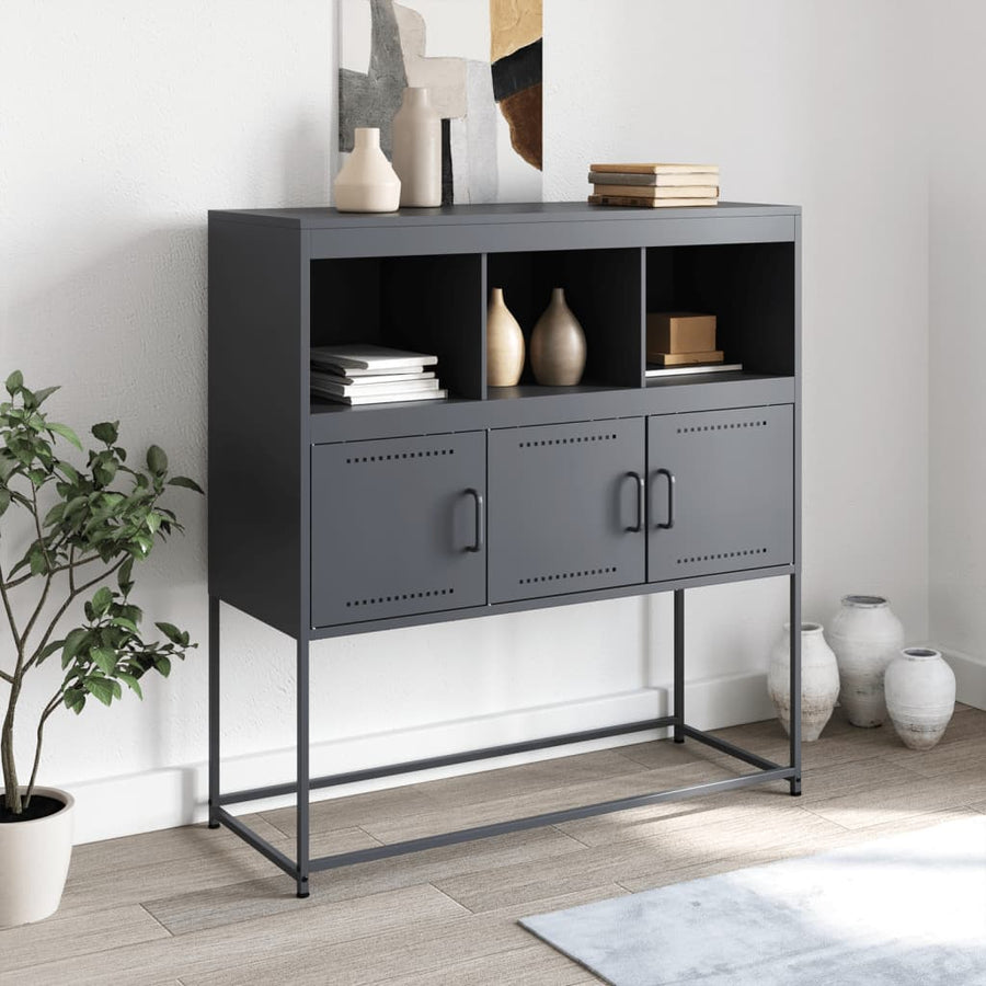 Dressoir 100,5x39x107 cm koudgewalst staal antracietkleurig