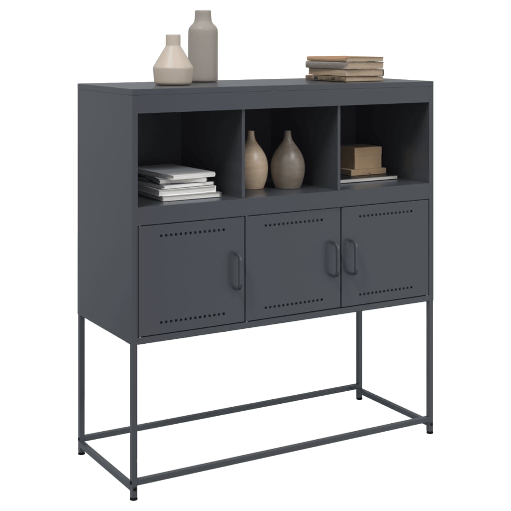 Dressoir 100,5x39x107 cm koudgewalst staal antracietkleurig