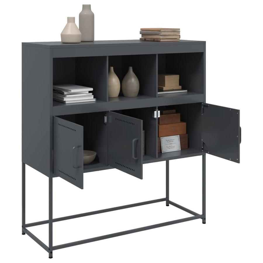 Dressoir 100,5x39x107 cm koudgewalst staal antracietkleurig