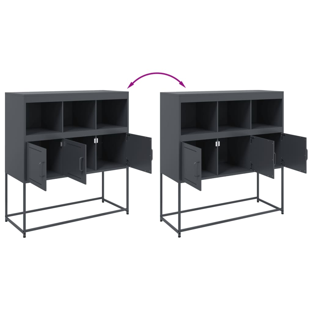 Dressoir 100,5x39x107 cm koudgewalst staal antracietkleurig