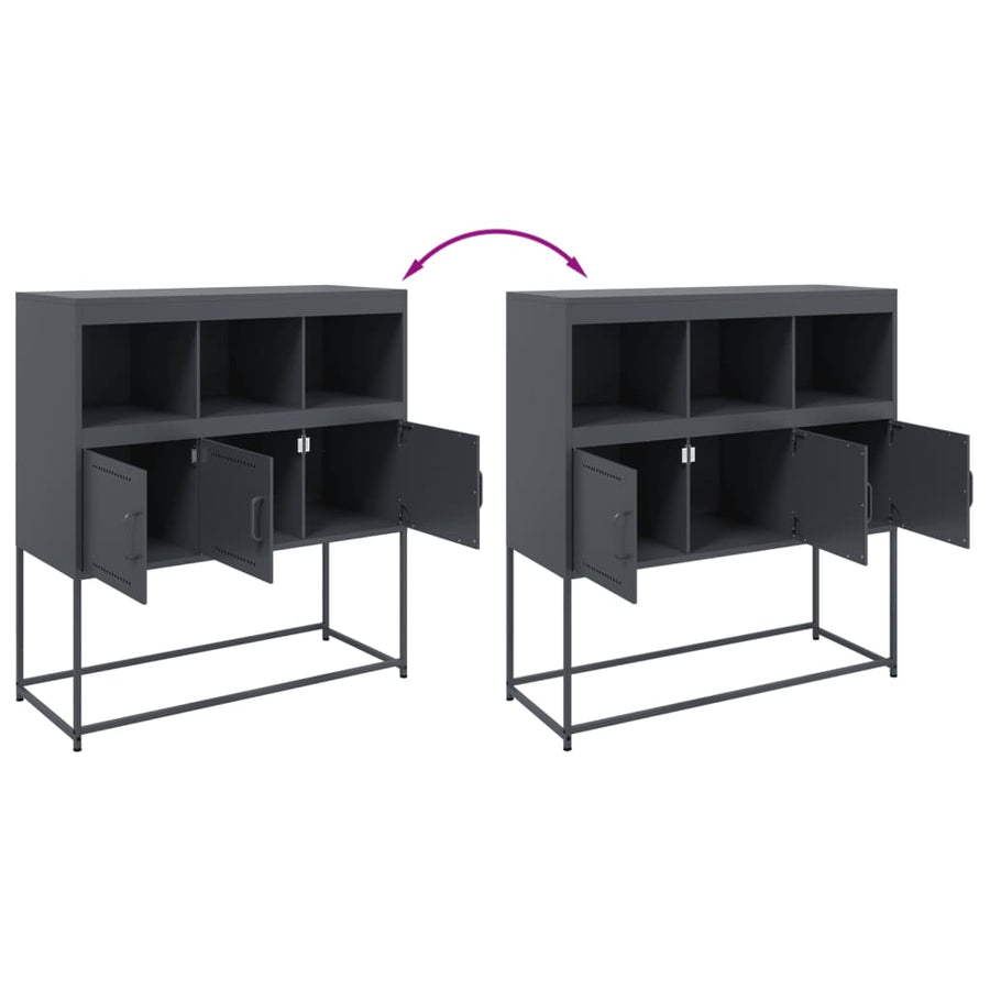 Dressoir 100,5x39x107 cm koudgewalst staal antracietkleurig