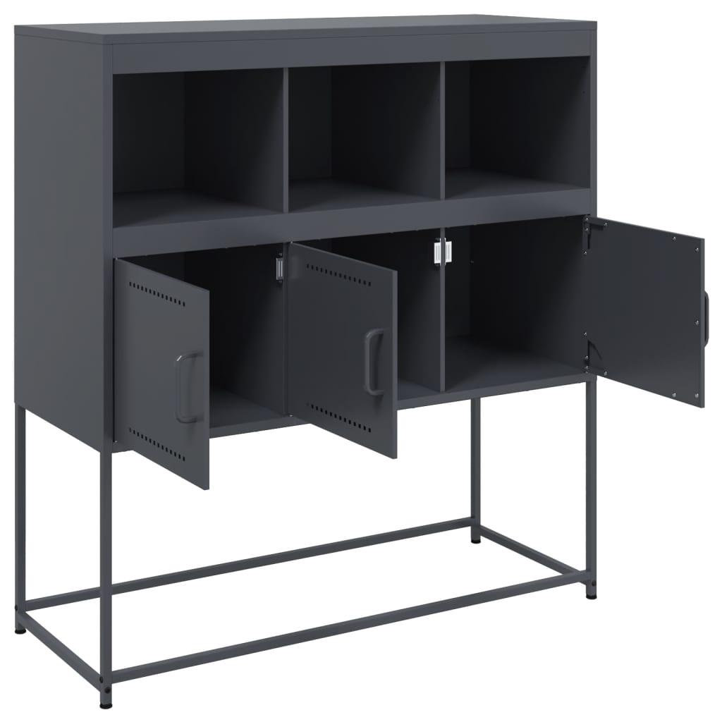 Dressoir 100,5x39x107 cm koudgewalst staal antracietkleurig