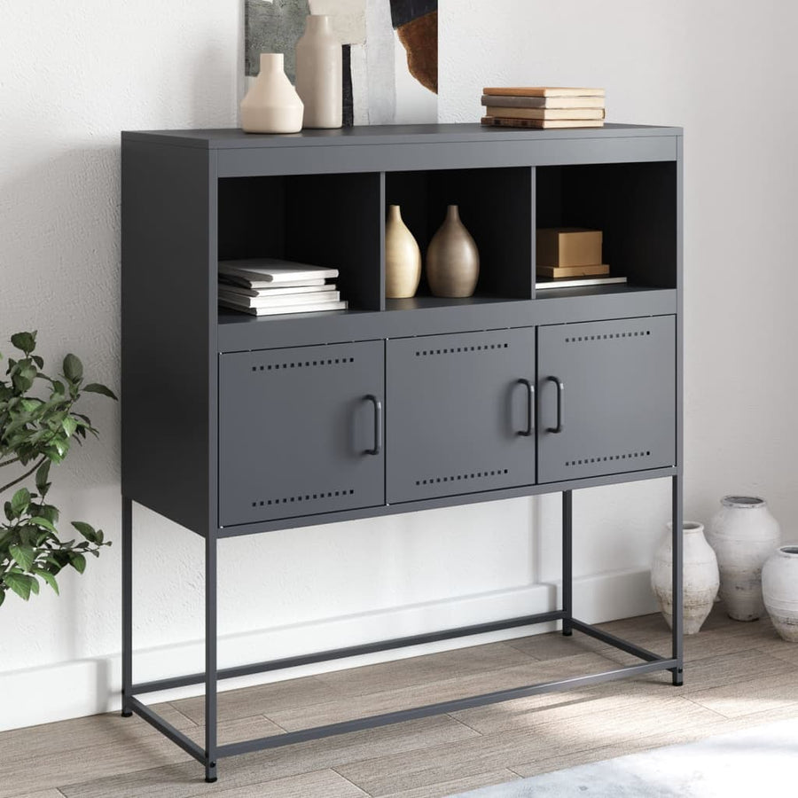 Dressoir 100,5x39x107 cm koudgewalst staal antracietkleurig