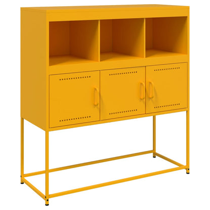Dressoir 100,5x39x107 cm koudgewalst staal mosterdgeel