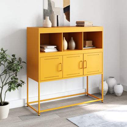 Dressoir 100,5x39x107 cm koudgewalst staal mosterdgeel