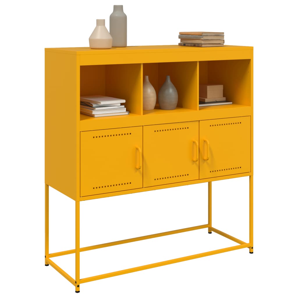 Dressoir 100,5x39x107 cm koudgewalst staal mosterdgeel