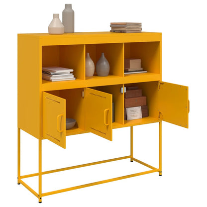 Dressoir 100,5x39x107 cm koudgewalst staal mosterdgeel