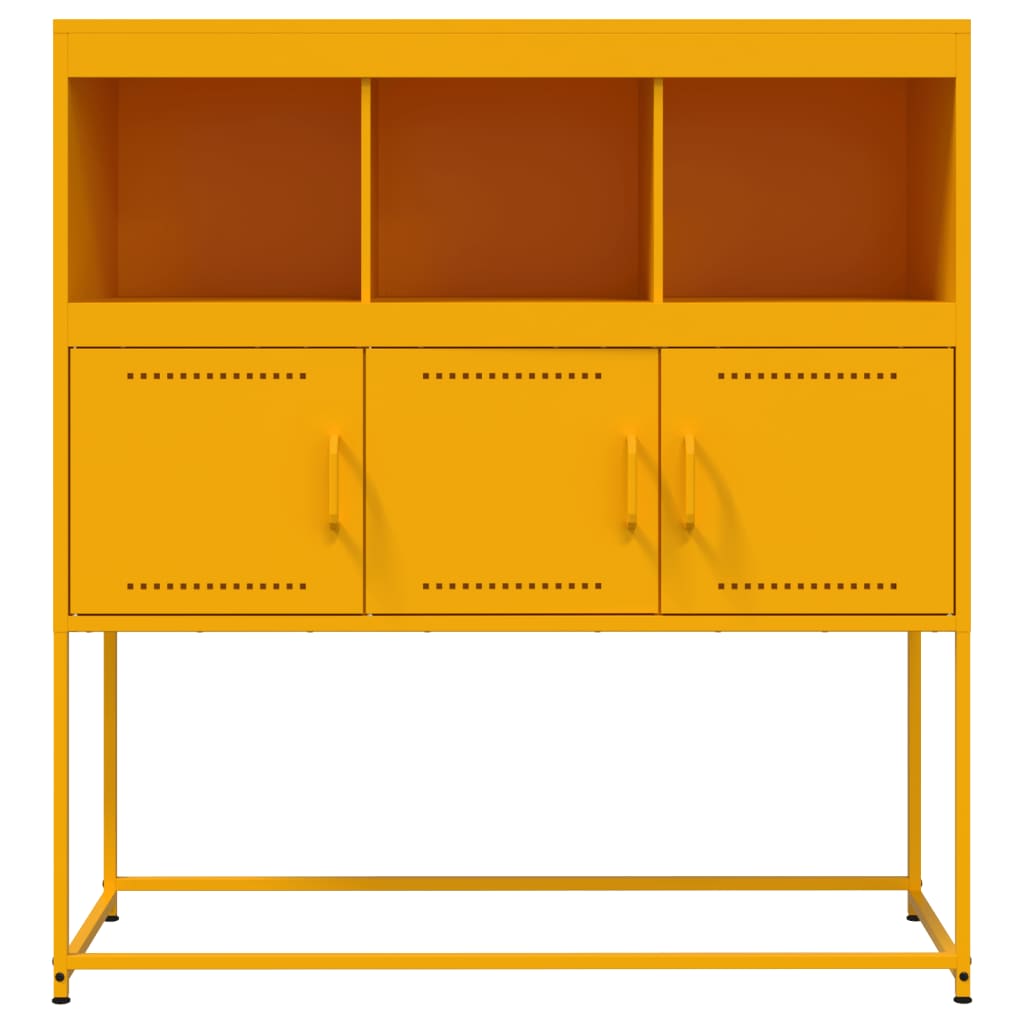 Dressoir 100,5x39x107 cm koudgewalst staal mosterdgeel