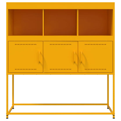 Dressoir 100,5x39x107 cm koudgewalst staal mosterdgeel
