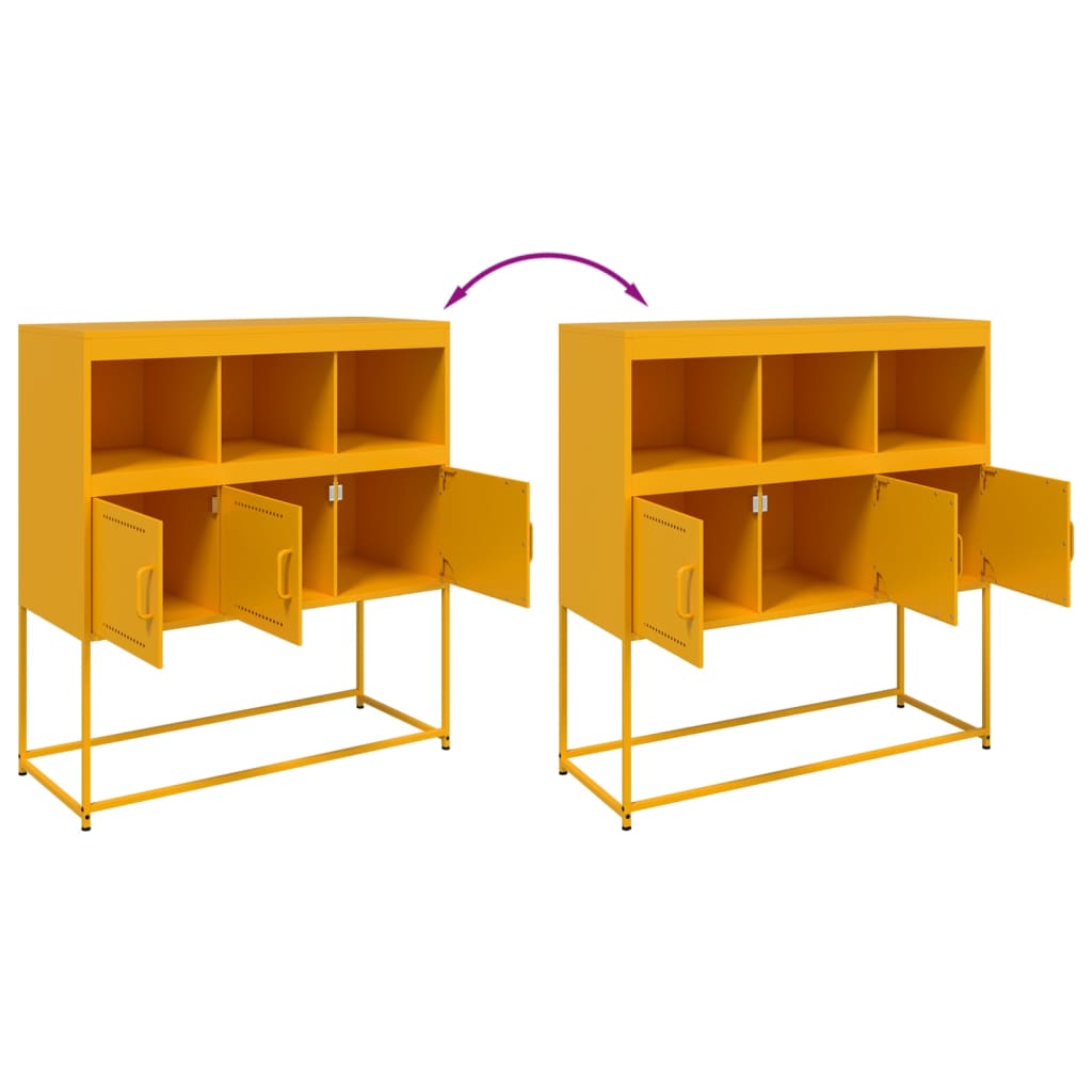 Dressoir 100,5x39x107 cm koudgewalst staal mosterdgeel