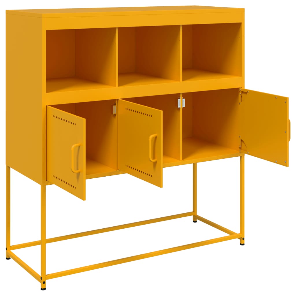 Dressoir 100,5x39x107 cm koudgewalst staal mosterdgeel