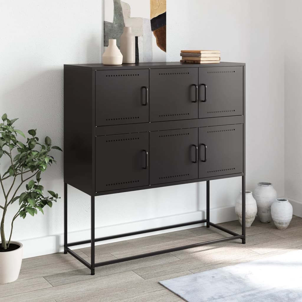 Dressoir 100,5x39x107 cm koudgewalst staal zwart