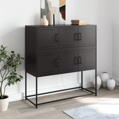 Dressoir 100,5x39x107 cm koudgewalst staal zwart