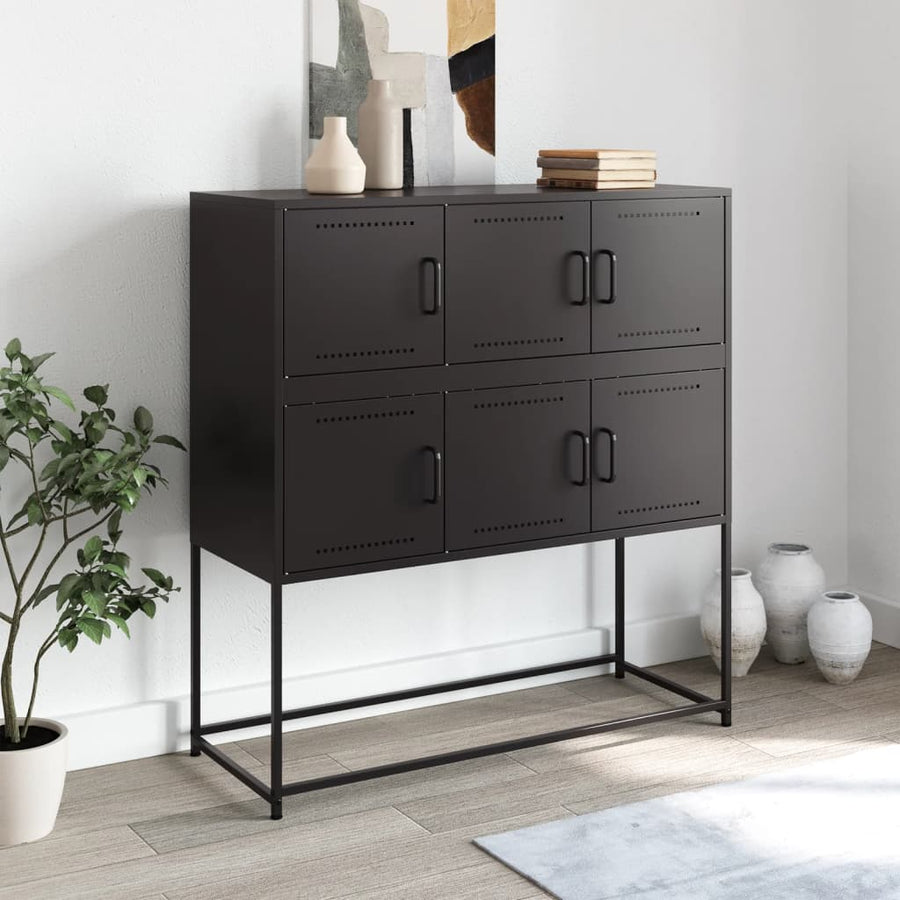 Dressoir 100,5x39x107 cm koudgewalst staal zwart