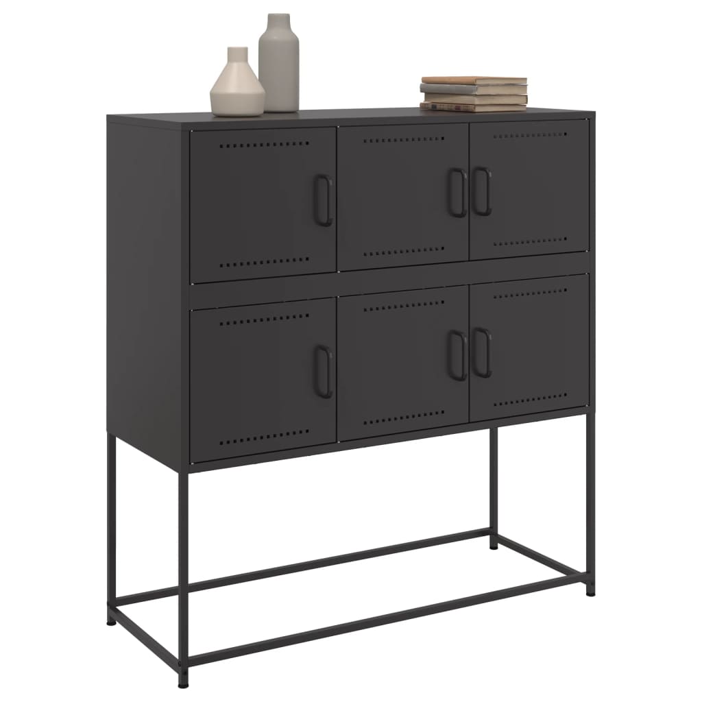 Dressoir 100,5x39x107 cm koudgewalst staal zwart