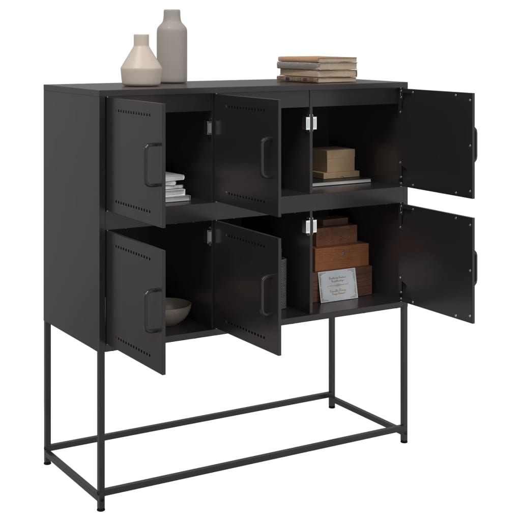 Dressoir 100,5x39x107 cm koudgewalst staal zwart