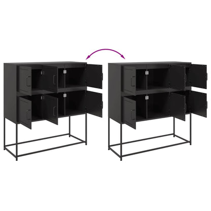 Dressoir 100,5x39x107 cm koudgewalst staal zwart