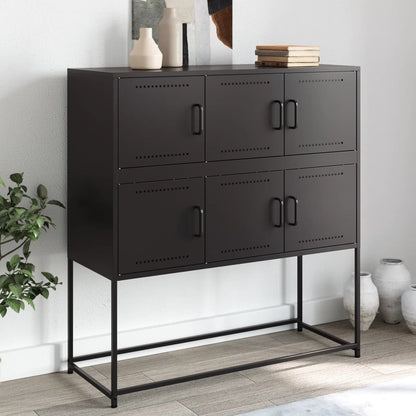 Dressoir 100,5x39x107 cm koudgewalst staal zwart