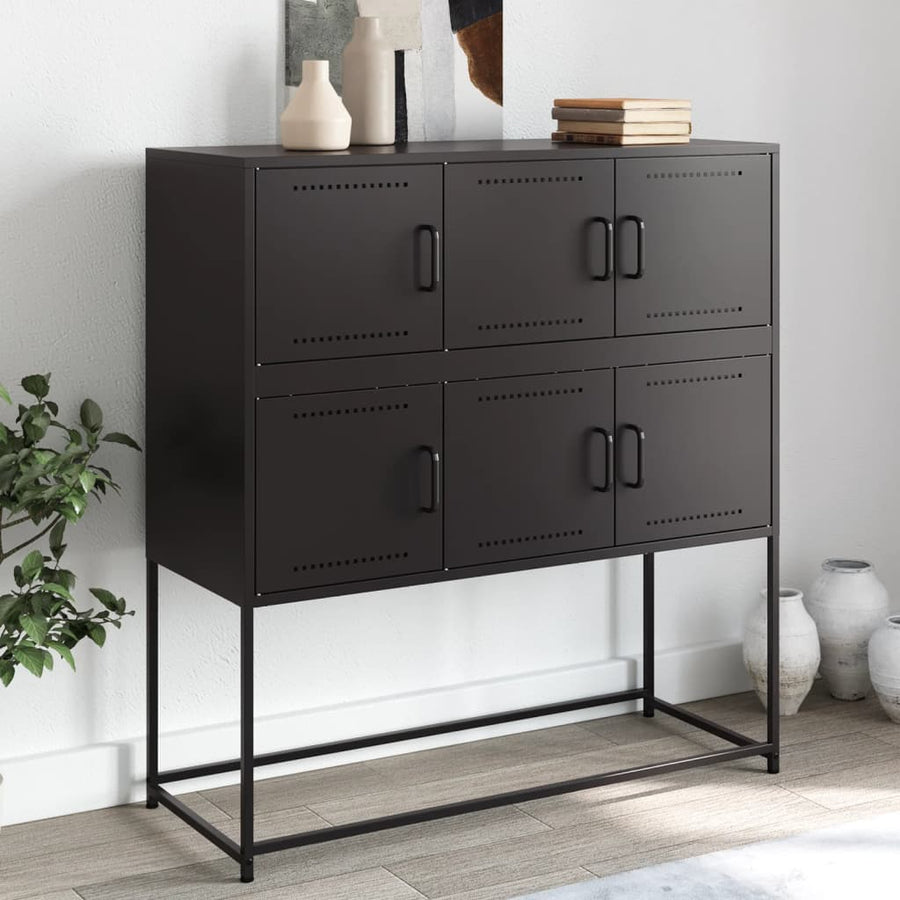 Dressoir 100,5x39x107 cm koudgewalst staal zwart