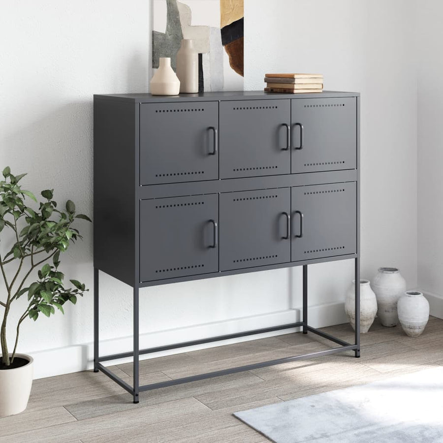 Dressoir 100,5x39x107 cm koudgewalst staal antracietkleurig