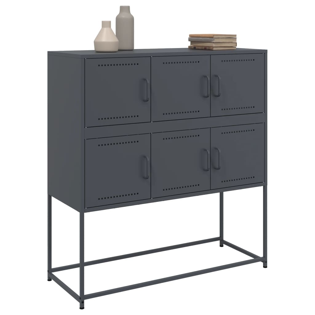 Dressoir 100,5x39x107 cm koudgewalst staal antracietkleurig