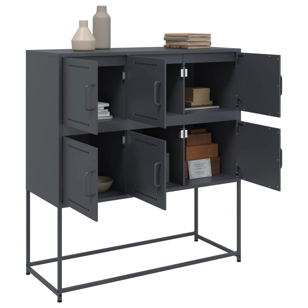 Dressoir 100,5x39x107 cm koudgewalst staal antracietkleurig