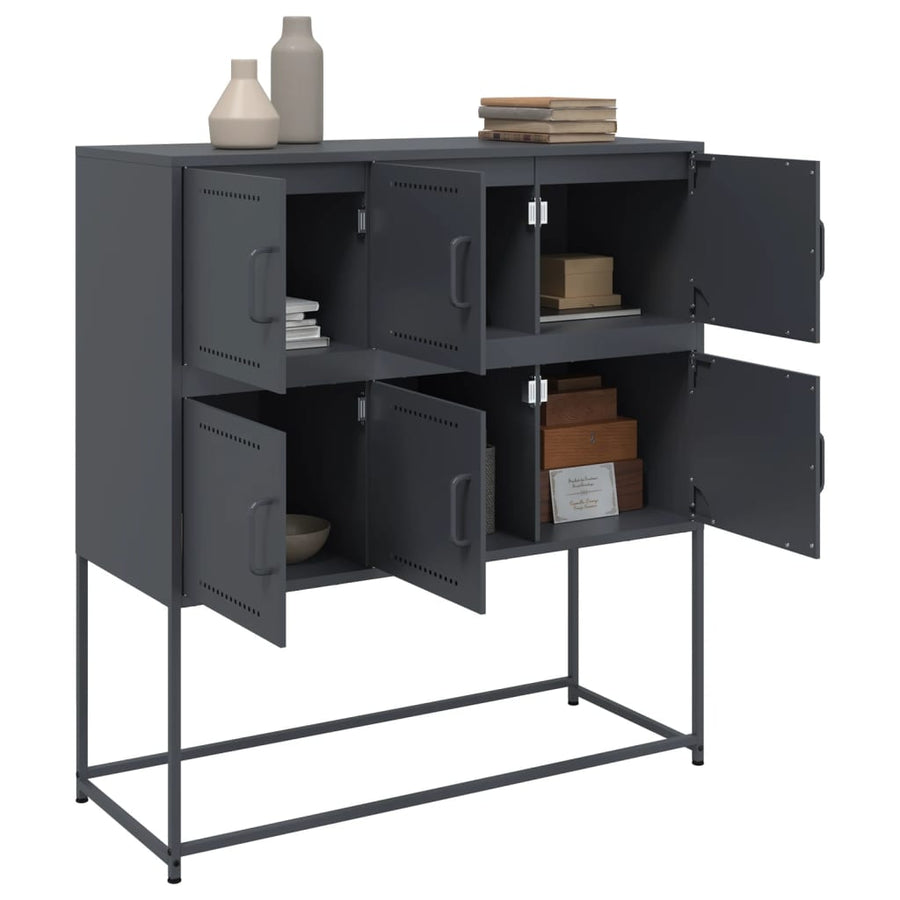 Dressoir 100,5x39x107 cm koudgewalst staal antracietkleurig