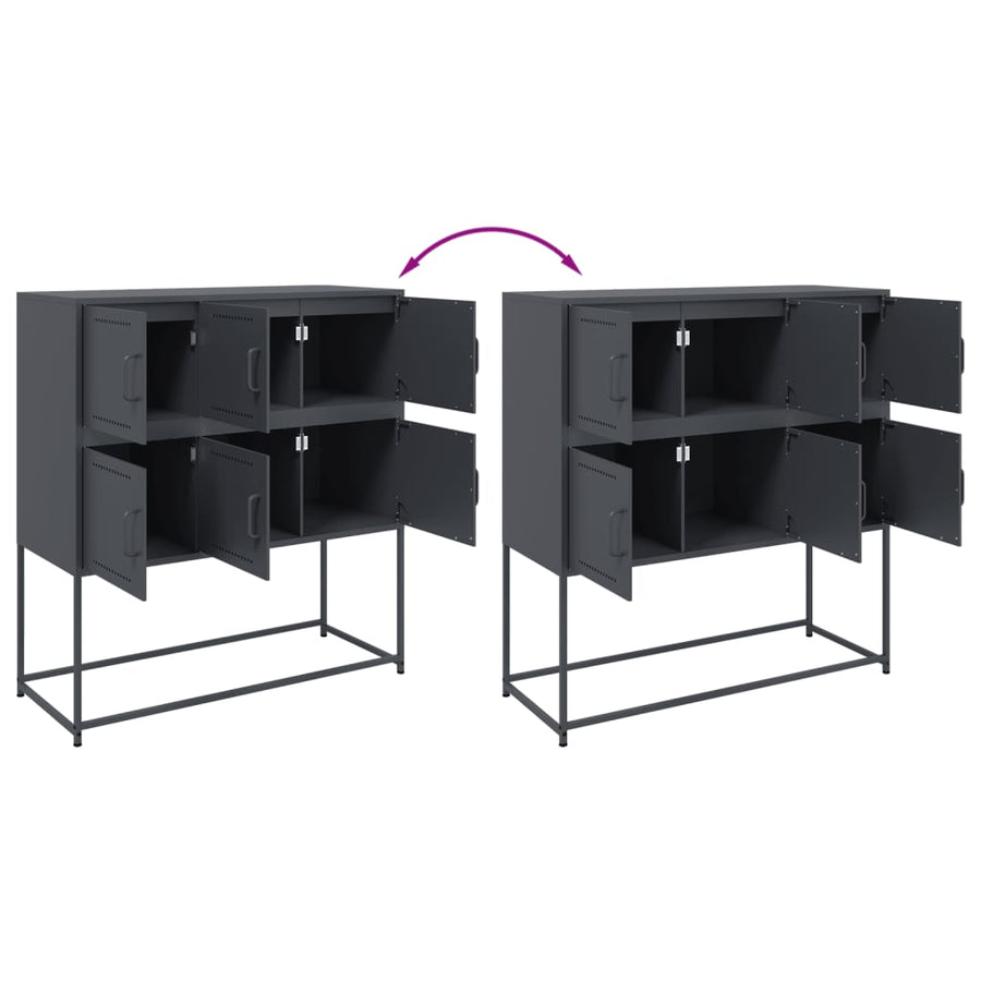 Dressoir 100,5x39x107 cm koudgewalst staal antracietkleurig