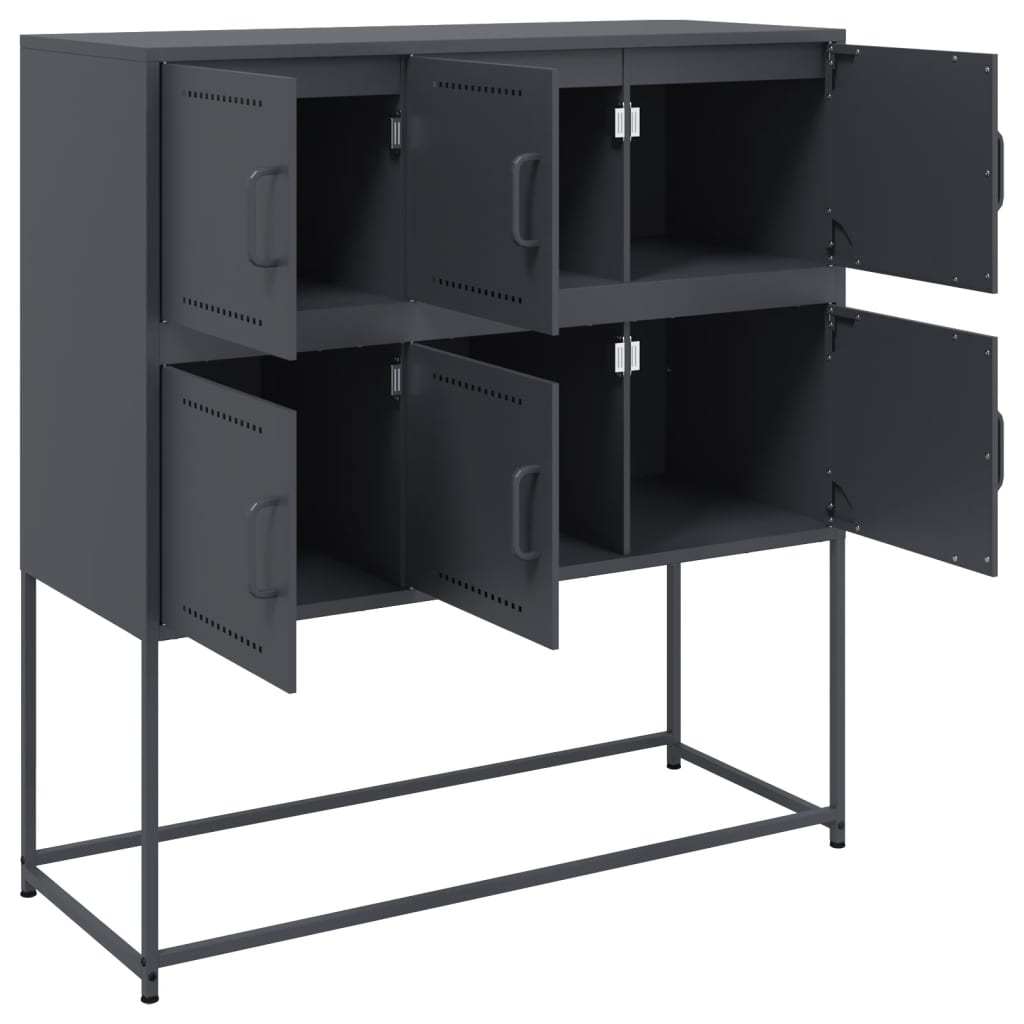 Dressoir 100,5x39x107 cm koudgewalst staal antracietkleurig