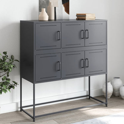 Dressoir 100,5x39x107 cm koudgewalst staal antracietkleurig