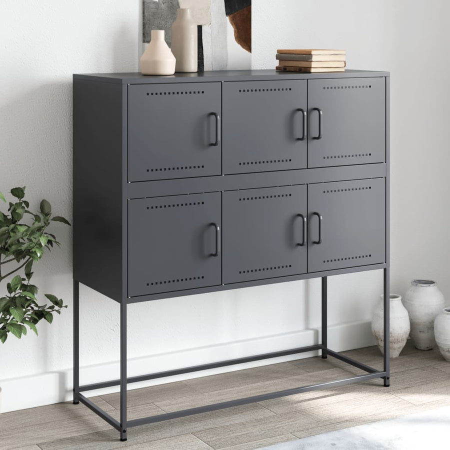 Dressoir 100,5x39x107 cm koudgewalst staal antracietkleurig