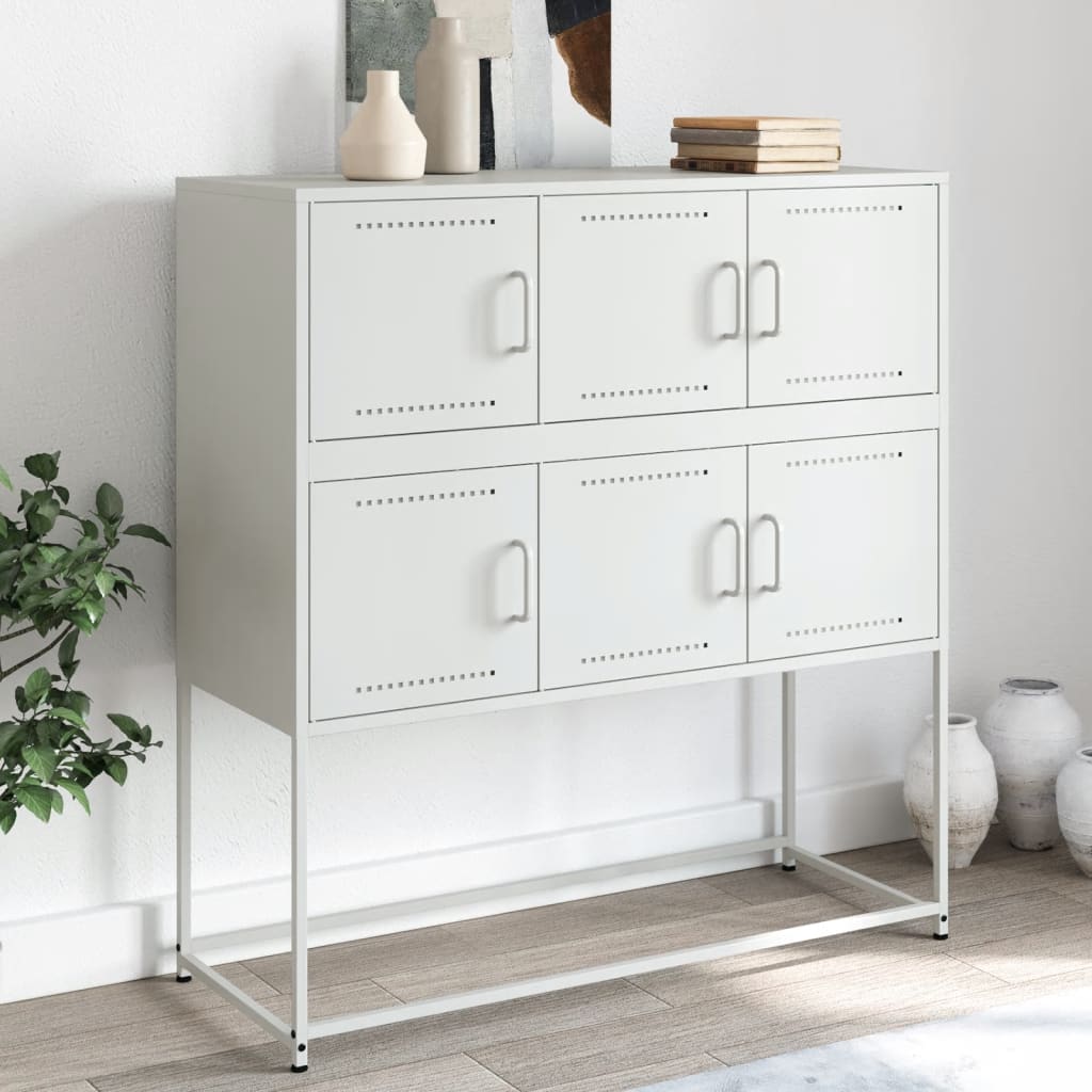 Dressoir 100,5x39x107 cm koudgewalst staal wit