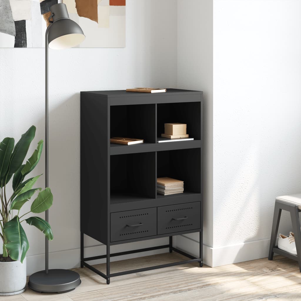 Hoge kast 68,5x39x111,5 cm koudgewalst staal zwart