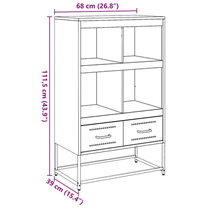 Hoge kast 68,5x39x111,5 cm koudgewalst staal zwart