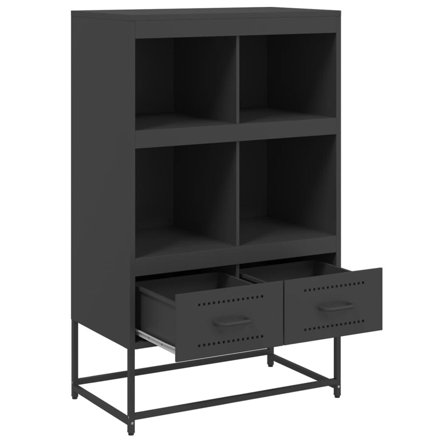 Hoge kast 68,5x39x111,5 cm koudgewalst staal zwart