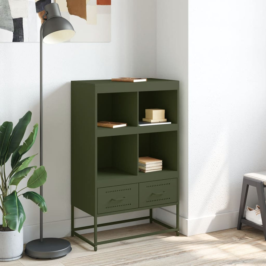 Dressoir 68,5x39x111,5 cm koudgewalst staal olijfgroen