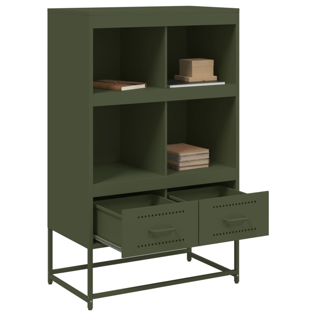 Dressoir 68,5x39x111,5 cm koudgewalst staal olijfgroen