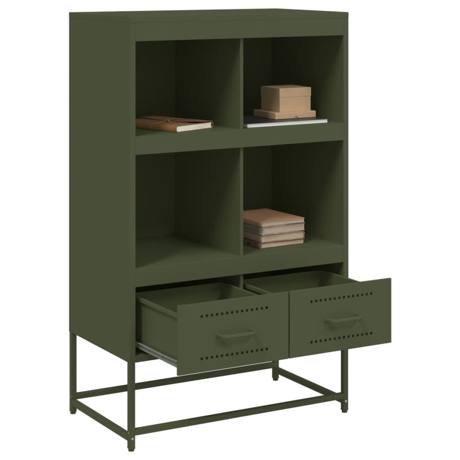 Dressoir 68,5x39x111,5 cm koudgewalst staal olijfgroen