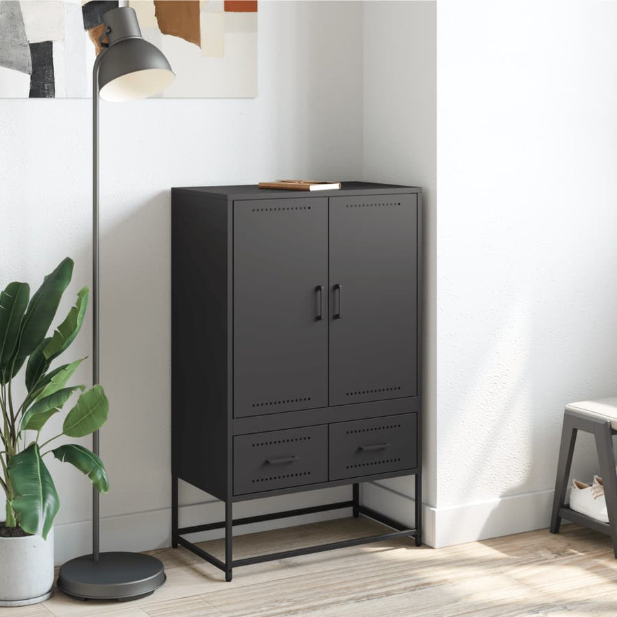 Hoge kast 68x39x111,5 cm koudgewalst staal zwart