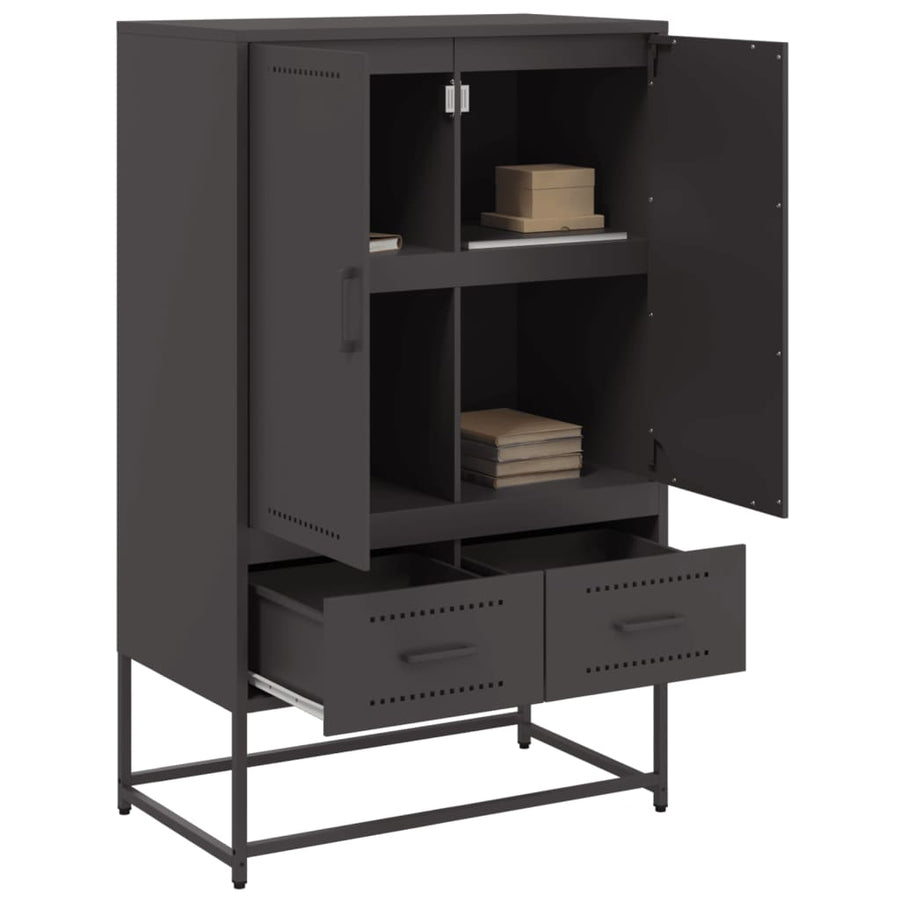 Hoge kast 68x39x111,5 cm koudgewalst staal zwart