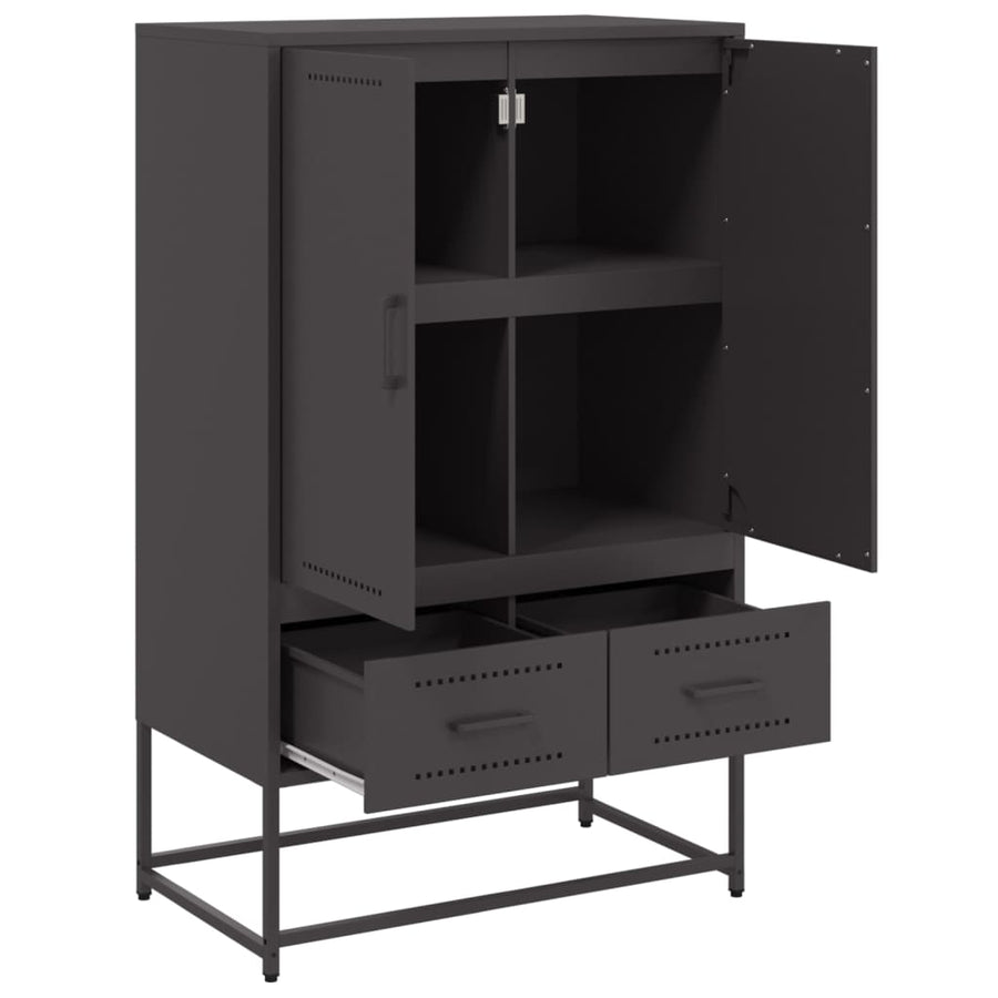 Hoge kast 68x39x111,5 cm koudgewalst staal zwart
