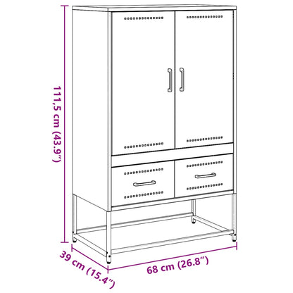 Hoge kast 68x39x111,5 cm koudgewalst staal zwart