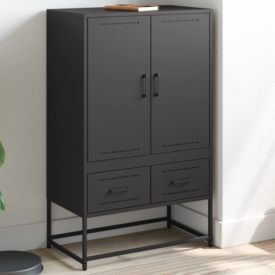 Hoge kast 68x39x111,5 cm koudgewalst staal zwart