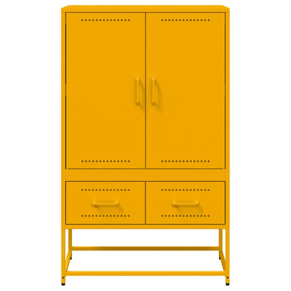 Hoge kast 68x39x111,5 cm koudgewalst staal mosterdgeel