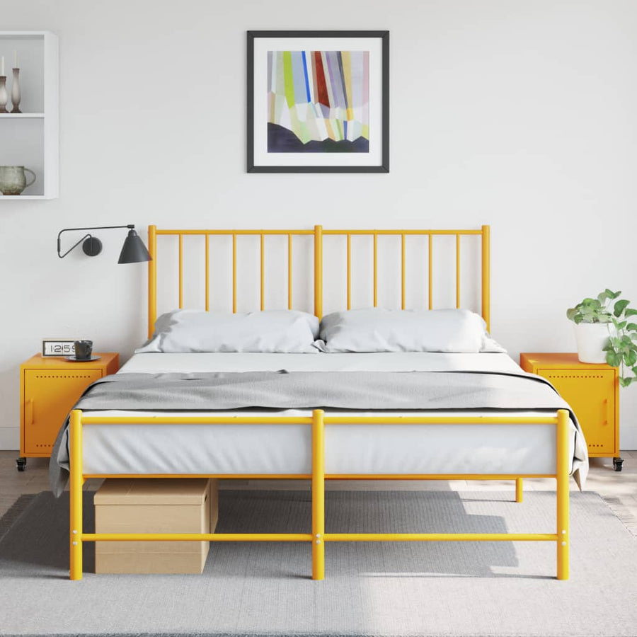 Nachtkastjes 2 st 36x39x43,5 cm staal mosterdgeel