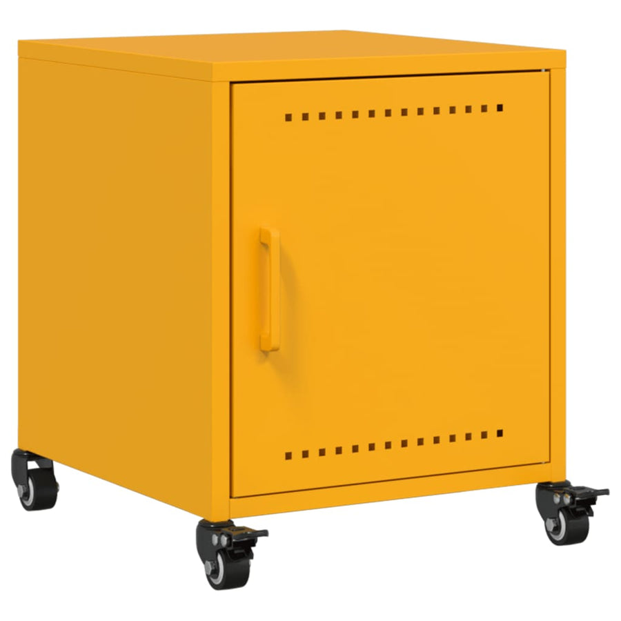Nachtkastjes 2 st 36x39x43,5 cm staal mosterdgeel