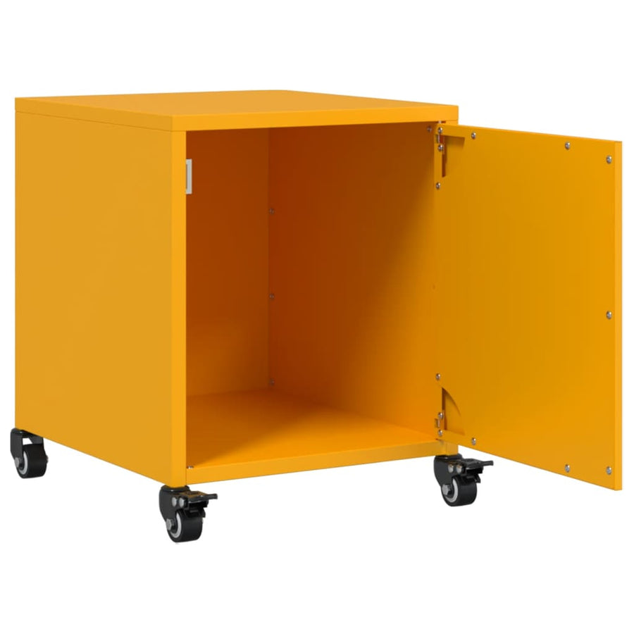 Nachtkastjes 2 st 36x39x43,5 cm staal mosterdgeel