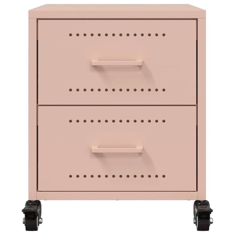 Nachtkastjes 2 st 36x39x43,5 cm staal roze