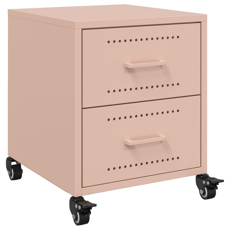 Nachtkastjes 2 st 36x39x43,5 cm staal roze